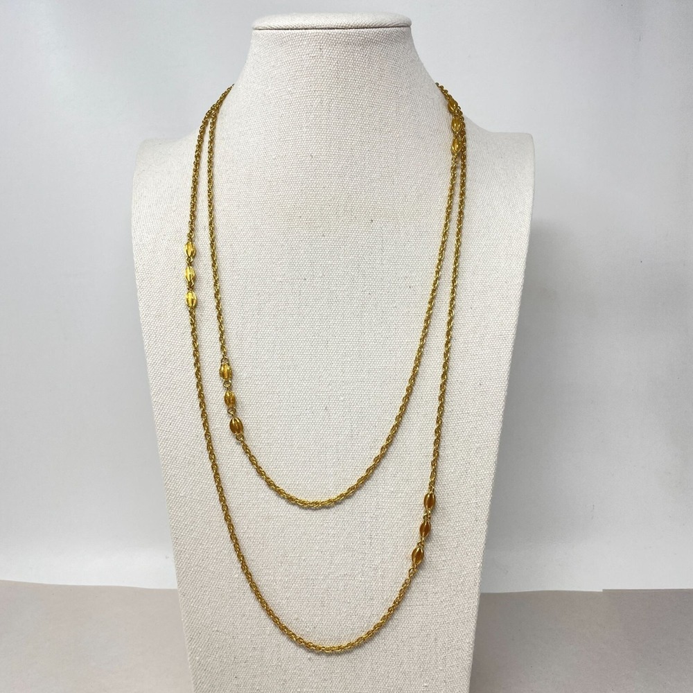 Monet Vintage 56" Long Necklace Gold-Tone Chain Flapper Soft Girl Old Money